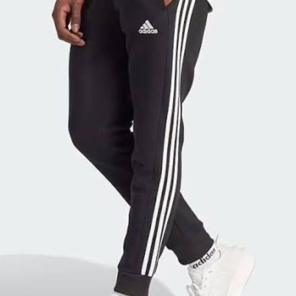 black Adidas cuffed legged joggers